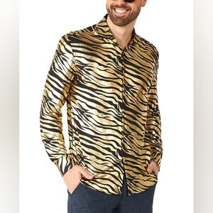 Men's Gold and Black Zebra Print Shirt
